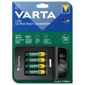   Varta 57685101441 LCD Ultra Fast Charger/4db AA 2100mAh akku/akku töltő