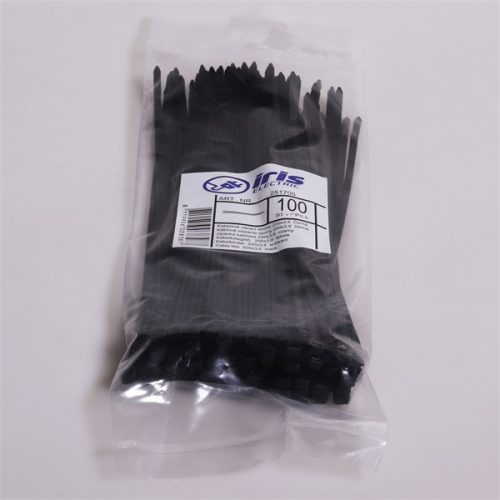 Iris Electric 100 db fekete 300x3,6mm kábelkötegelő, gyorskötöző, kötegelő, UV álló