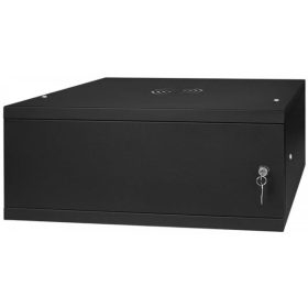   Stalflex RC19-4U-450MB 19" 4U 450 mm mély lapraszerelt fekete fém ajtós fali rack szekrény