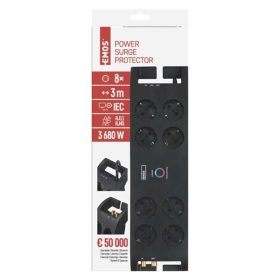   EMOS P54252 3m 1800J SCHUKO 8 csatlakozós túlfeszültség védett elosztó