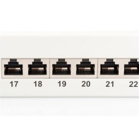  DIGITUS 19" 1U 24port Cat.6 kompakt szürke árnyékolt Patch Panel