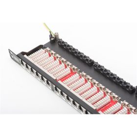   DIGITUS 19" 0,5U 24port Cat.6 HD kompakt fekete árnyékolt Patch Panel