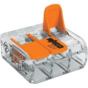   WAGO 221-613 30db/csomag 41A/450V leágazás 3x 0,5-6mm2 átlátszó  vezetékösszekötő