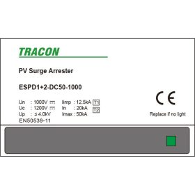  Tracon ESPD1+2-DC50-1000 egybeépített T1+T2 DC típusú túlfeszültséglevezető