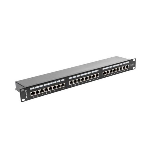 Lanberg PPS6-1024-B 19" 1U 24port Cat.6 FTP árnyékolt fekete patch panel