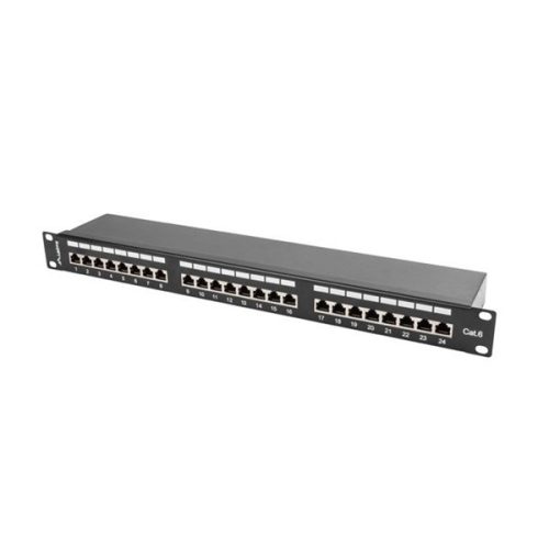 Lanberg PPS6-1024-B 19" 1U 24port Cat.6 FTP árnyékolt fekete patch panel