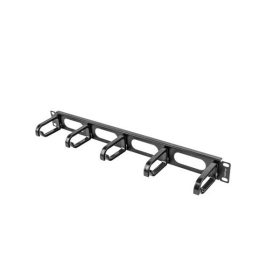   Lanberg AK-1205-B 19" 1U műanyag gyűrűs fekete kábelrendező hátsó lyukas bevezetővel