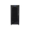 Lanberg FF01-6627-12BL 19" 27U SZÉL:600mm MÉLY:600mm MAG:1431mm lapraszerelt LCD üvegajtós fekete rack szekrény