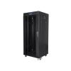 Lanberg FF01-6627-12BL 19" 27U SZÉL:600mm MÉLY:600mm MAG:1431mm lapraszerelt LCD üvegajtós fekete rack szekrény