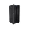 Lanberg FF01-6627-12BL 19" 27U SZÉL:600mm MÉLY:600mm MAG:1431mm lapraszerelt LCD üvegajtós fekete rack szekrény