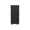 Lanberg FF01-6627-12BL 19" 27U SZÉL:600mm MÉLY:600mm MAG:1431mm lapraszerelt LCD üvegajtós fekete rack szekrény