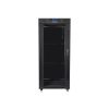 Lanberg FF01-6827-12BL 19" 27U SZÉL:600mm MÉLY:800mm MAG:1431mm lapraszerelt LCD üvegajtós fekete rack szekrény