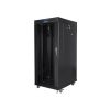 Lanberg FF01-6827-12BL 19" 27U SZÉL:600mm MÉLY:800mm MAG:1431mm lapraszerelt LCD üvegajtós fekete rack szekrény