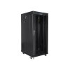 Lanberg FF01-6827-12BL 19" 27U SZÉL:600mm MÉLY:800mm MAG:1431mm lapraszerelt LCD üvegajtós fekete rack szekrény