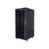 Lanberg FF01-8027-12BL 19" 27U SZÉL:800mm MÉLY:1000mm MAG:1431mm lapraszerelt LCD üvegajtós fekete rack szekrény