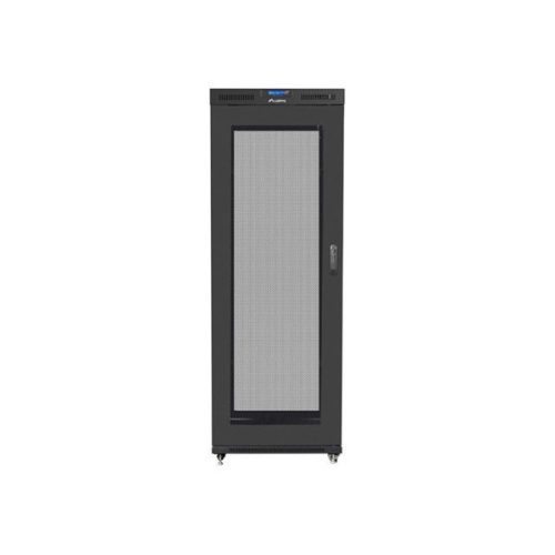 Lanberg FF01-8027-23BL 19" 27U SZÉL:800mm MÉLY:1000mm MAG:1438mm lapraszerelt LCD hálós fémajtós fekete rack szekrény