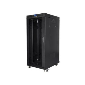   Lanberg FF01-8037-12BL 19" 37U SZÉL:800mm MÉLY:1000mm MAG:1883mm lapraszerelt LCD üvegajtós fekete rack szekrény