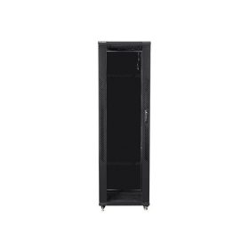   Lanberg FF01-8042-12B 19" 42U SZÉL:800mm MÉLY:1000mm MAG:2047mm lapraszerelt üvegajtós fekete rack szekrény