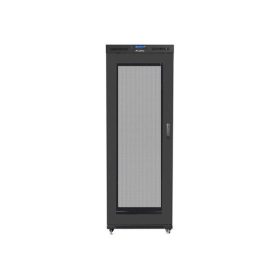   Lanberg FF01-8042-23BL 19" 42U SZÉL:800mm MÉLY:1000mm MAG:2097mm lapraszerelt LCD hálós fémajtós fekete rack szekrény