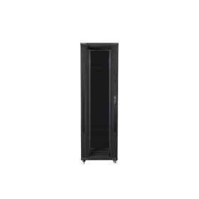   Lanberg FF01-8242-12B 19" 42U SZÉL:800mm MÉLY:1200mm MAG:2047mm lapraszerelt üvegajtós fekete rack szekrény