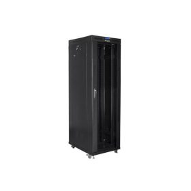   Lanberg FF01-8842-12BL 19" 42U SZÉL:800mm MÉLY:800mm MAG:2097mm LCD lapraszerelt üvegajtós fekete rack szekrény