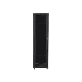   Lanberg FF01-8047-12B 19" 47U SZÉL:800mm MÉLY:1000mm MAG:2270mm lapraszerelt üvegajtós fekete rack szekrény