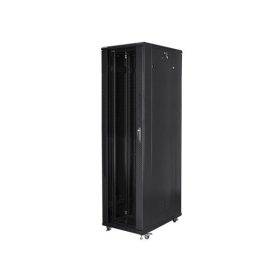  Lanberg FF01-8047-12B 19" 47U SZÉL:800mm MÉLY:1000mm MAG:2270mm lapraszerelt üvegajtós fekete rack szekrény