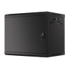 Lanberg WF01-6409-00B 19" 9U SZÉL:600mm MÉLY:450mm MAG:512mm lapraszerelt fémajtós fekete fali rack szekrény
