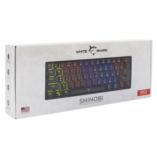 White Shark SHINOBI GK-2022B/R-US fekete mechanikus (red switch) gamer billentyűzet
