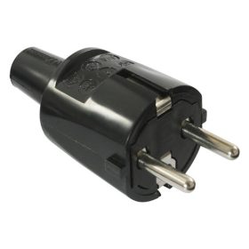   Anco 321211 16A 250V IP20 fekete földelt PVC dugó vezeték védővel