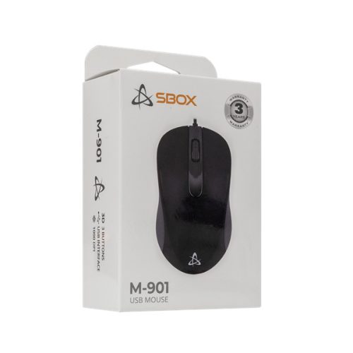 Sbox M-901B USB 1000dpi fekete vezetékes egér