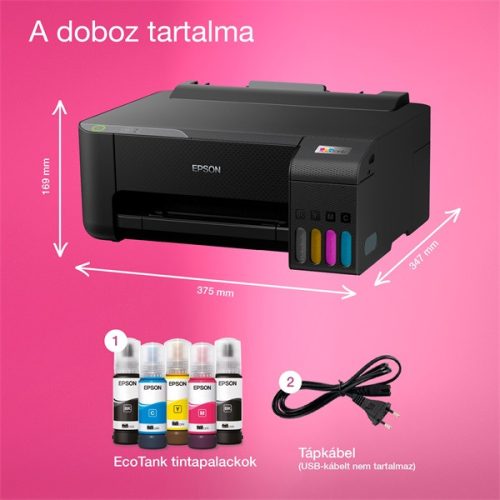 Epson EcoTank L1230 színes nyomtató USB, 8100/6500 oldal tinta a dobozban