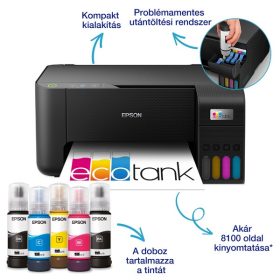   Epson EcoTank L3230 színes nyomtató MFP, USB, 8100/6500 oldal tinta a dobozban