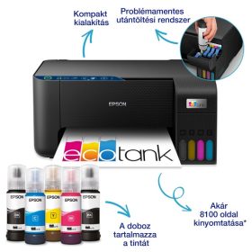   Epson EcoTank L3271 színes nyomtató MFP, WiFi/USB, 8100/6500 oldal tinta a dobozban