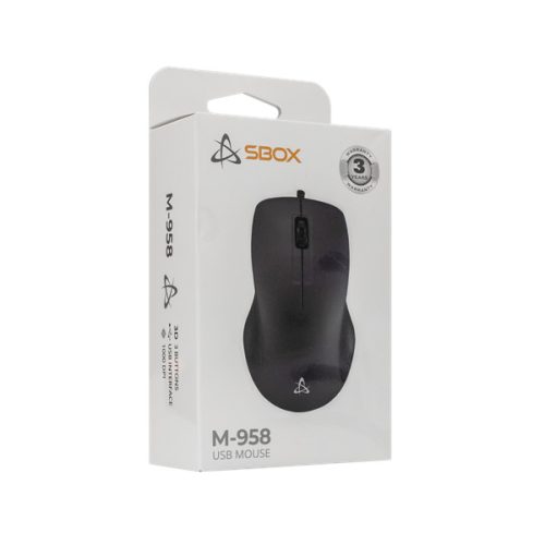 Sbox M-958B fekete vezetékes USB optikai egér