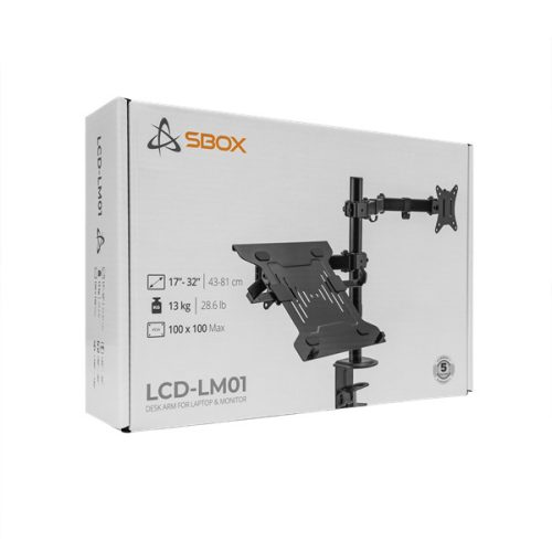 Sbox LCD-LM01-2 13"-27" asztali laptop és monitor tartó konzol