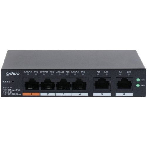 Dahua CS4006-4ET-60 4x10/100 Mbps PoE + 2x10/100 Mbps uplink/60W/Cloud Managed PoE Switch