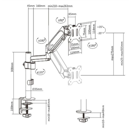 Gembird MA-DA1P-01 17"-32" egykaros asztali monitor tartó konzol