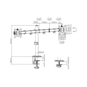   Gembird MA-D2-01 17"-32" kétkaros asztali monitor tartó konzol