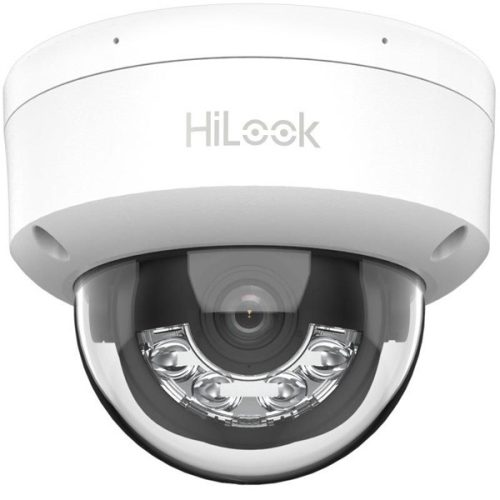 HiLook IPC-D140HA-LU(2.8mm) /Kültéri/4MP/2,8mm/IR/Láthatófény 30m/IK08/MD 2.0/Smart Hybrid Light PoE IP dóm kamera