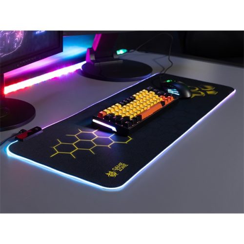 Tracer TRAPAD47546 HEXY1 GameZone 800x300mm RGB világítás texturált szövet fekete billentyűzet és egérpad