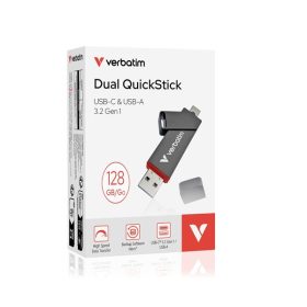   Verbatim 32040 128GB USB 3.2 Gen 1 A/USB-C Dual QuickStick Flash Drive