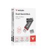 Verbatim 32041 256GB USB 3.2 Gen 1 A/USB-C Dual QuickStick Flash Drive