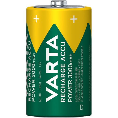 Varta 56720101412 Power góliát D 3000mAh akkumulátor 2db/csomag (műanyagmentes csomagolás)