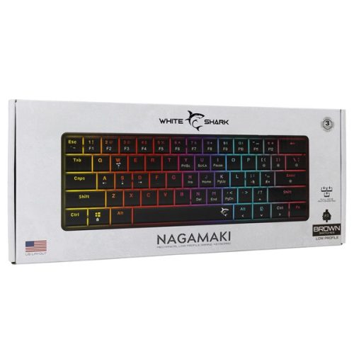White Shark GK-006131-B/BR-US Nagamaki US fekete (brown switch) gamer billentyűzet