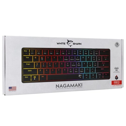 White Shark GK-006111-B/R-US Nagamaki US fekete (red switch) gamer billentyűzet