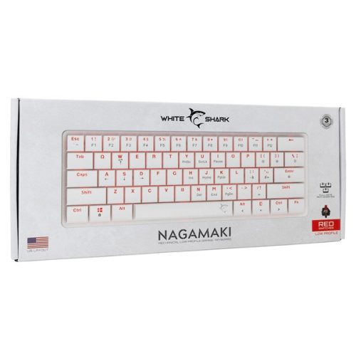 White Shark GK-006211-W/R-US Nagamaki US fehér (red switch) gamer billentyűzet