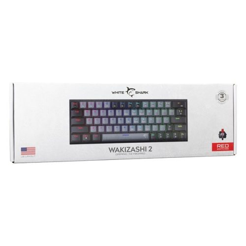White Shark GK-002713V2-G-B/R-HU Wakizashi 2 HUN szürke-fekete (red switch) gamer billentyűzet