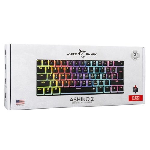 White Shark GK-2202-2B/R-US Ashiko 2 US fekete (red switch) gamer billentyűzet