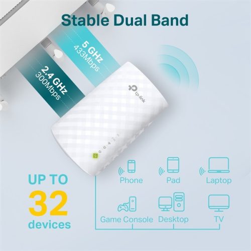 TP-Link RE220 AC750 Mesh Wi-Fi tartomány bővítő, hatótávnövelő